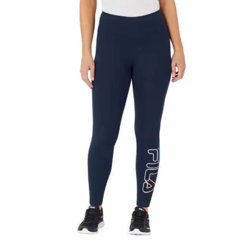 🦚2/$40 FILA Logo Women’s Legging / Yoga Pants Navy Blue sz XL Extra Large NWOT - Picture 2 of 15